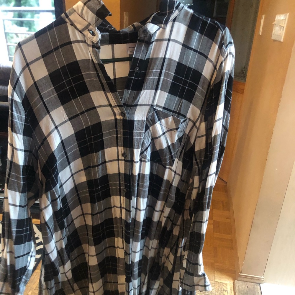 old navy black and white flannel dress